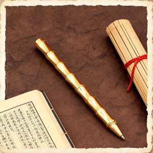 Stylo bille en métal en gros, promotionnel, logo gravé personnalisé, finition en laiton et en cuivre, pointe de 0,5 mm, encre noire, design mignon pour cadeaux - Product Image 2