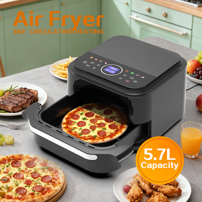 Top Selling 5.5L Smart Electric Digital Air Pizza Fryer Small Kitchen Appliance for Pizza for Home Use for Commercial