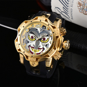 Montre de sport pour homme, à cadran à aiguilles, boîtier en alliage de quartz, bracelet en caoutchouc, écologique, style clown, très vendue à l'international - Product Image 2