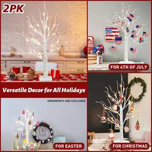 Indoor Christmas LED Birch Tree Lights with Warm White Fairy <b>Battery</b> Powered Timer Curtains & Valances Decorations - Product Image 3