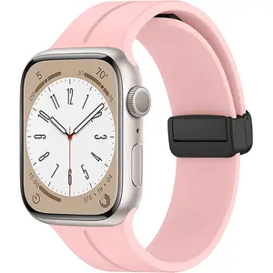 Stylish 130+88mm Magnetic Soft Silicone Watch Band for Apple Watch iwatch 1/2/3/4/5/6/7/8 Men/Women