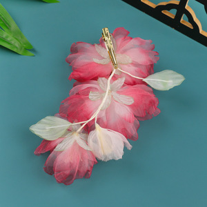 2026 New Spring Style Traditional Chinese Hair Clips, Handmade Gradient <b>Red</b> <b>Silk</b> Hair Accessories - Product Image 2