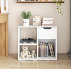 2 Tier kệ sách cho không gian nhỏ hiện đại freestanding Rack hiển thị với Mở Kệ sách trắng trường hợp gỗ Cube lưu trữ Organizer - Product Image 2