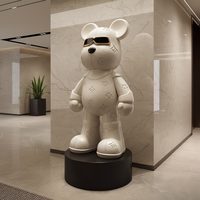 Sculpture en fibre de verre sur mesure en forme d'ours abstrait - Résine de dessin animé de forme irrégulière, Sculpture en résine pour la décoration intérieure