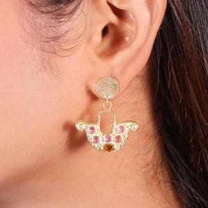 Boucles d'oreilles en laiton plaqué or avec tourmalines multicolores, magnifiques, pour un usage quotidien, bijoux tendance 2026 - Product Image 3