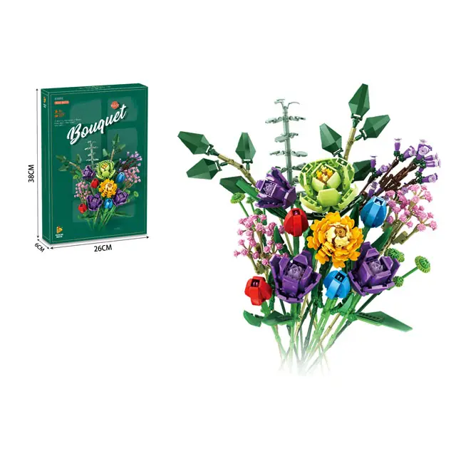Building Kits Flowers Model Sets Creative Idea Artificial Flower Bouquet Botanical Collection Blocks Gifts for Children Adults