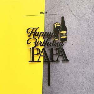 Oro negro Feliz cumpleaños <span class=keywords><strong>PAPA</strong></span> acrílico pastel Topper diseño para el Día del Padre Super papá cumpleaños fiesta boda Cupcake decoraciones - Product Image 3