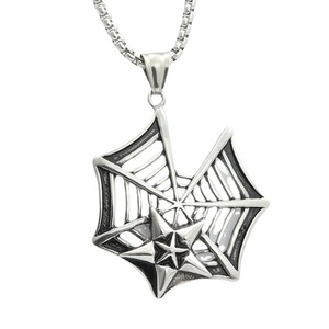 Men's <b>Titanium</b> Steel Star Spider Web Pendant Necklace Geometric Design Everyday Wear - Product Image 4