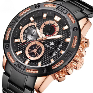 Reloj Cronógrafo de Lujo para Hombre, de Acero Inoxidable Dorado, Resistente al Agua, con Calendario, Luminoso, Deportivo y Ejecutivo, de Cuarzo, para Uso Diario - Product Image 6