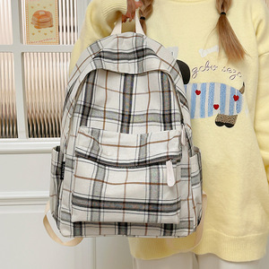 Borsa estiva fresca per studenti piccola zaino in tela da 14 pollici a quadretti stile College impermeabile con funzione di moda - Product Image 4