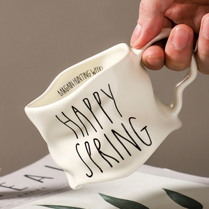 New Design Irregular <b>Ceramic</b> Coffee <b>Mug</b> Creative Black White <b>Ceramic</b> <b>Mug</b> for Couples - Product Image 4