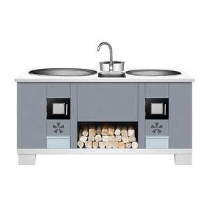 Baihui Emperor Chef No. Poêle à bois en acier inoxydable 4 brûleurs, design rustique autoportant, écologique pour cuisine - Product Image 1