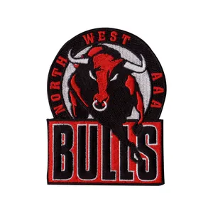 Custom Embroidered Sequins Decoration Animals Style Iron-On Embroidery bulls Patches