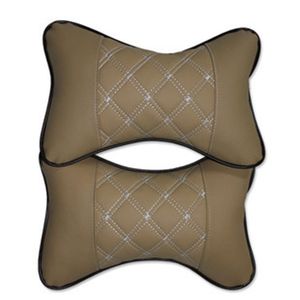 ชุดหมอนรองศีรษะและหมอนรองคอในรถยนต์ ดีไซน์หนัง PU แบบเย็บลาย พร้อมที่รองคอสำหรับเบาะรถยนต์ บรรจุใยฝ้าย - Product Image 1