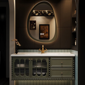 Simple bathroom cabinet combination powder room slate washbasin washbasin cabinet customization - Product Image 2