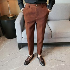 <span class=keywords><strong>Pantalon</strong></span> décontracté d'été pour hommes, style business, en tissu gaufré, couleur unie, taille <span class=keywords><strong>élastique</strong></span>, idéal pour le dropshipping - Product Image 2