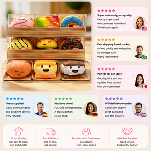 Compra al por mayor: Juguetes blandos <span class=keywords><strong>de</strong></span> PU con forma <span class=keywords><strong>de</strong></span> donut y gofre, realistas y surtidos, con caja expositora transparente individual para recuerdos <span class=keywords><strong>de</strong></span> fiesta - Product Image 5