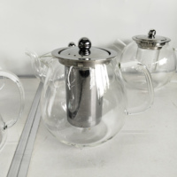 Théière en verre borosilicate de luxe moderne 600ML 800ML 1200ML avec infuseur amovible en acier inoxydable, compatible cuisinière, pour thé et café