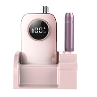 Lime à ongles électrique portable 45000 tr/min, batterie rechargeable, pièce à main en alliage d'aluminium, protection contre les surcharges, pour usage professionnel