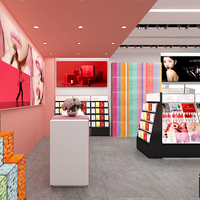 Étagère murale de présentation de luxe moderne et écologique en métal lourd pour magasins de cosmétiques, avec éclairage LED et étagères réglables
