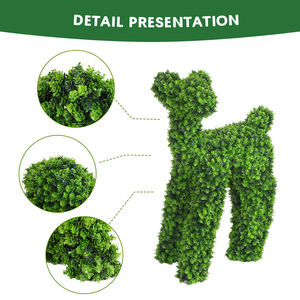 DW1-5 3D ornement PE vert herbe grand chien plante modélisation animaux topiaires artificiels pour la décoration de jardin extérieur - Product Image 6