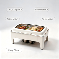 Lefeng Luxe 2025 – Ensemble de plats de service professionnels 9L en acier inoxydable doré avec compartiments intérieurs, pour traiteur, buffet de mariage, chauffe-plats vapeur