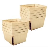 Een Liter Houten Bessenbroodmanden 5.75-Inch Vierkante Geventileerde Houten Kisten Voor Fruitplukopslag