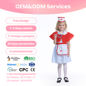 Ensemble de <span class=keywords><strong>costume</strong></span> d'<span class=keywords><strong>infirmière</strong></span>, robe rouge et blanche, chapeau, stéthoscope pour fête d'Halloween, service OEM ODM, <span class=keywords><strong>taille</strong></span> personnalisée - Product Image 1