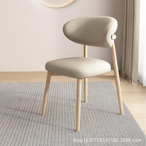 Modern Ergonomic Solid Wood Dining Chair with Leather Upholstered <b>Backrest</b> for Home Use - Product Image 4