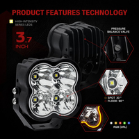 Phare antibrouillard LED RGB breveté de 4 pouces pour conduite tout-terrain, éclairage de travail pour camion, Jeep F150, Toyota, SUV, UTV, pick-up 12V