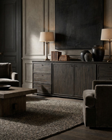 Buffet de salon moderne en bois massif de luxe léger avec 2 portes et 6 tiroirs pour usage hôtelier