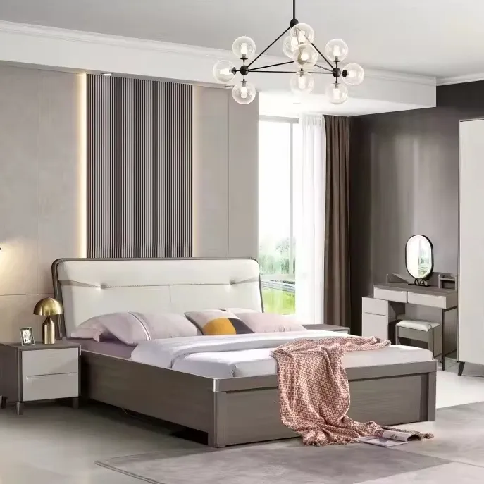 Bingkai kamar tidur Interior mewah, tempat tidur kamar tidur minimalis ganda kelas atas modern 1.8 m x 2 m