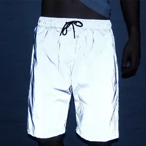 2023 Summer Men's shorts Custom Logo Shorts Grey 3M Reflective-Coated Pill Zip Short Pull Rope Sports Hip Mens Shorts