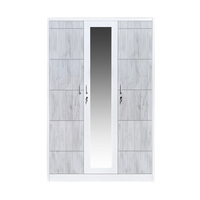 Armoire Métallique Imprimée avec Miroir Courbé et Portes Coulissantes – Meuble de Chambre à Coucher