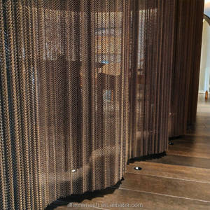 Rideau en maille métallique finition cuivre, <span class=keywords><strong>fil</strong></span> tissé pour la décoration intérieure, draperie métallique décorative antique pour bar - Product Image 4