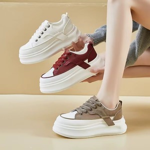 Color Blocked Thick Soled Sponge Shoes <b>Height</b> <b>Increasing</b> Casual Board Shoes Retro Canvas Patchwork Women's Shoes - Product Image 4