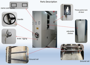 ชั้นวางของโลหะขนาดกะทัดรัดแบบทันสมัยสำหรับโรงเรียนและโรงพยาบาลระบบจัดเก็บเอกสารในห้องปฏิบัติการที่สามารถเคลื่อนย้ายได้พร้อมหมายเลขแร็คในคลังสินค้า - Product Image 4