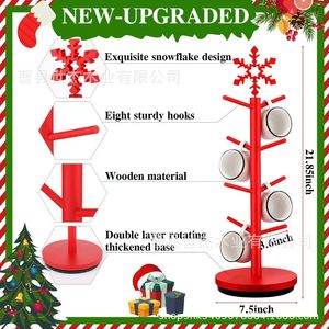 Christmas Wooden Cup Holder Rotating Desktop Storage Rack Solid Wood 5 Layers Novelty Design - Product Image 5