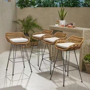 Silla Alta de <span class=keywords><strong>Cocina</strong></span> de Madera para Comedor, Bar y Restaurante, Taburete de Ratán con Respaldo Alto, Estilo Moderno y Sencillo, Popular de Fábrica y de Gran Venta - Product Image 5