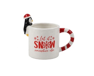 Taza de Cerámica Personalizada al por Mayor <span class=keywords><strong>con</strong></span> Diseño 3D de Personaje Navideño, Asa <span class=keywords><strong>con</strong></span> Rayas de Bastón de Caramelo, de Gres Ecológico - Product Image 5