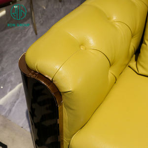 Juego de muebles modernos de lujo para sala de estar, tapicería importada de cuero amarillo, estilo <span class=keywords><strong>italiano</strong></span>, nuevo modelo - Product Image 6