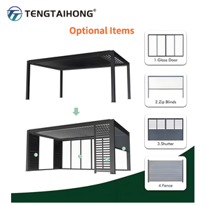 Aluminium mewah pergola motorsized bubuk tahan air dilapisi balkon luar ruangan Gazebo naungan dengan lampu LED - Product Image 5