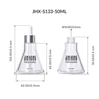 Flacon en verre transparent de 50 ml, forme unique et luxueuse, pour sérum ou lotion, vide, avec pompe ou compte-gouttes, emballage pour soins de la peau