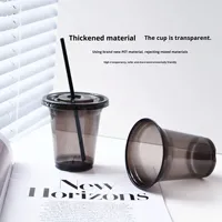 Gobelets jetables en plastique PET écologiques sans BPA pour café glacé, avec couvercles et pailles, impression de logo personnalisée, faible MOQ