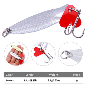 Vente en gros Sp226 7cm 7g Leurres de pêche artificiels en métal doré <span class=keywords><strong>et</strong></span> argenté avec <span class=keywords><strong>lame</strong></span> en forme de cœur rouge - Product Image 2