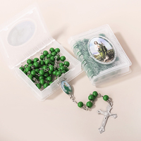 12 pièces Saint Jude Thaddeus cartes de prière avec chapelet vert ensemble cadeau religieux catholique idéal pour la dévotion baptême première communion