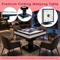 Table de mahjong moderne de luxe en plastique/MDF/acrylique avec pieds pliants + mobilier de divertissement pliable personnalisable pour 4 joueurs