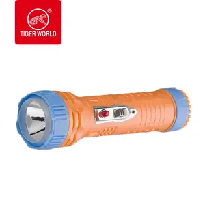 China manufacturers tiger world brand plastic led torch light flashlight dry batteries for sale