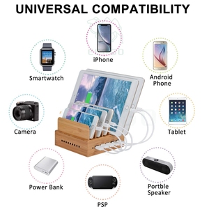 Organisateur d'appareils de stations de charge multiples en bois de bambou - Product Image 5