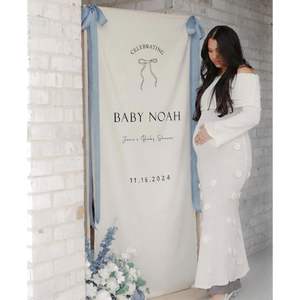 Letrero de Bienvenida de Tela Moderno para Boda LANJO, Letrero de Bienvenida de Tela de Lino Personalizado para Ceremonia de Boda, Letrero de Bienvenida Boho para Boda - Product Image 3